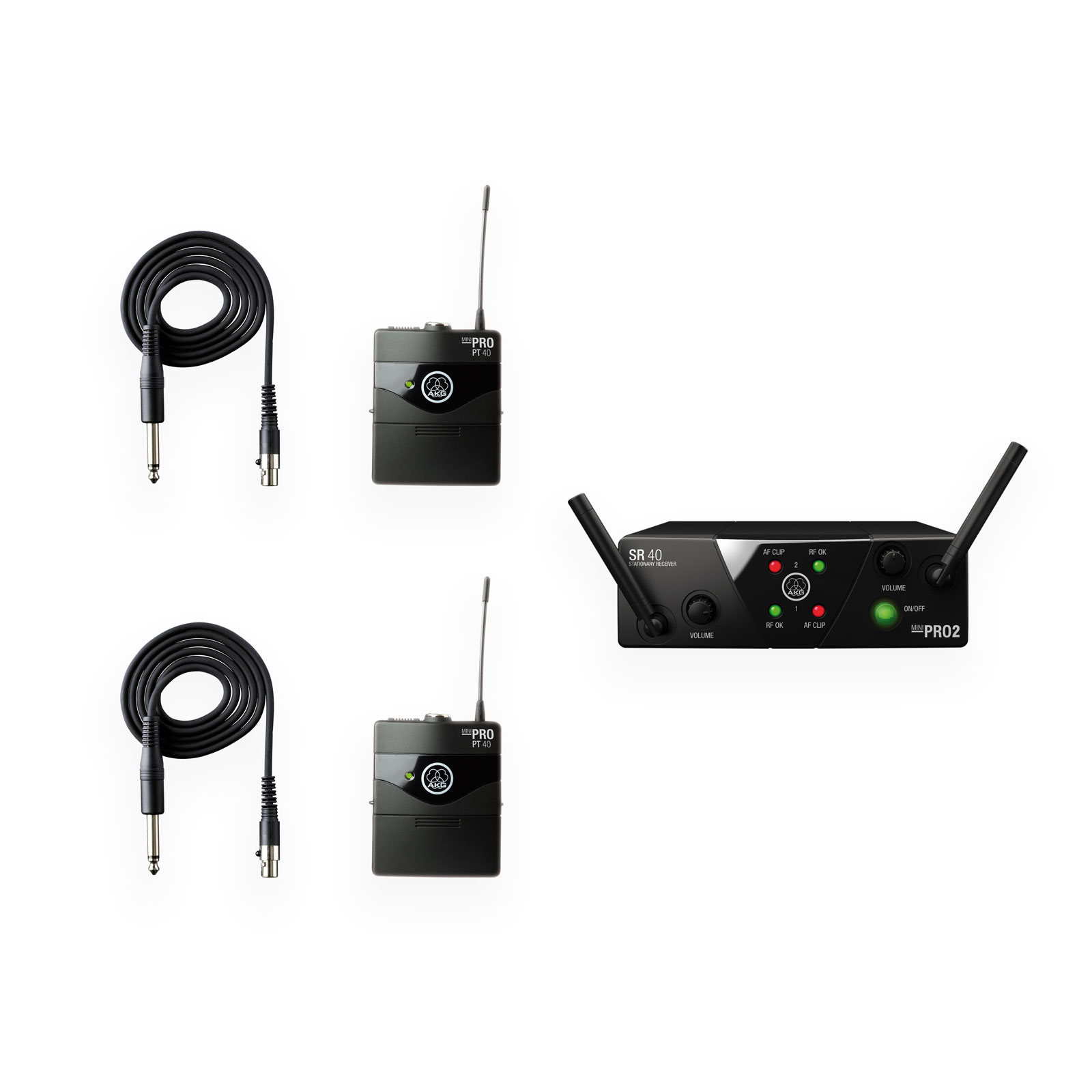 AKG WMS40 Mini Dual Beltpack Wireless System US25-A/C 537.500/539.300 MHz