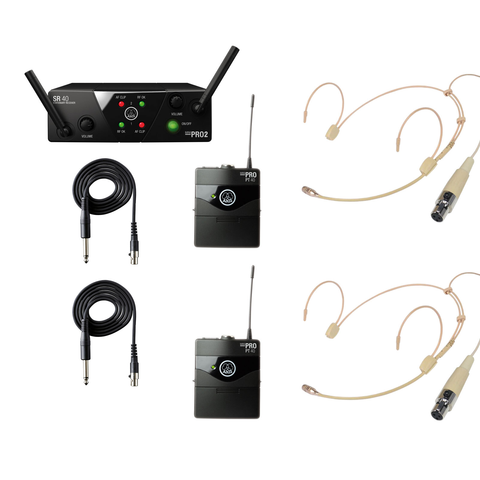 AKG WMS40 Mini Dual Beltpack Wireless System US45 A C with
