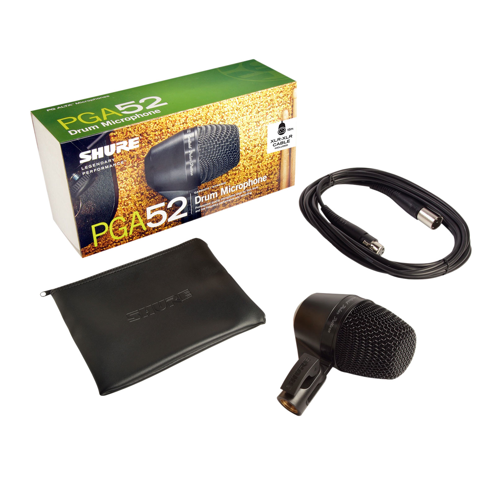 Shure PGA52XLR Dynamic Bass Drum Microphone with 4.5M XLR Cable