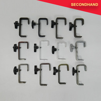 Lot-of-12 Assorted 50mm Hook Clamps with Tri Bolts [B]  (secondhand)