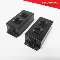 Pair of Plastic Boxes each with 4 x 4-pole Speakon Sockets Wired in Parallel (secondhand)