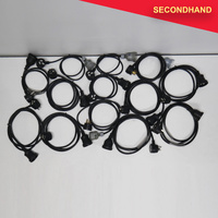 Lot-of-13  240v Extension Cables with Piggy Back Plug Black - Approximately 1~2m Length  (secondhand)