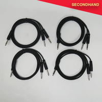 Lot-of-4  6.35mm TRS Jack to 2x 6.35mm TS Jack, Insert Cables - Approximately 1.2 Metre Length  (secondhand)