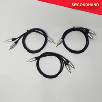 Lot-of-3   3.5mm TRS Jack to 2x RCA Plug - Approximately  0.7m  Length  (secondhand)