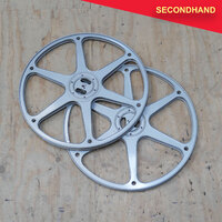 2 x 570mm 1/2-inch Metal Tape Spools - Empty (secondhand)