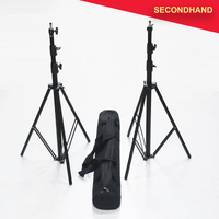 Pair of 3-section Folding Lighting Stands with Spigots & Carry Bag (secondhand)