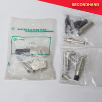 Set-of-3 Neutrik & Amphenol 6.35mm Jack Plugs - 2x TRS Right Angle, 1x TS Straight (secondhand)