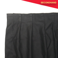 4.15M x 4M Gathered Black Wool Curtain with Pole Pocket on Top (secondhand)