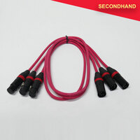 Set of 3 x 1m 5-pin XLR DMX Cables - Red Cable - Pins 1,2 & 3 wired (secondhand)