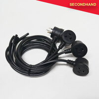 Set-of-4 x 1M 240v 3-pin Moulded Piggy Back Plug to Bare Ends Cable - Black  (secondhand)