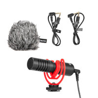 Boya MM1+ Condenser Microphone with Shock Mount, Fluffy & Headphone Monitor Output