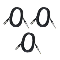 BravoPro AP2117-06 6M 3pin Female XLR to 6.35mm Jack Plug Mic. Cable x3