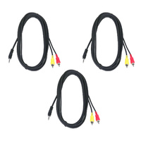 BravoPro AP2411-03 3M 3.5mm TRS Stereo Jack Plug to 2x RCA Plugs x3
