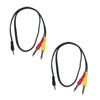 BravoPro AP2431-01 1M 3.5mm TRS Stereo Jack Plug to 2x 6.35mm TS Jacks x2