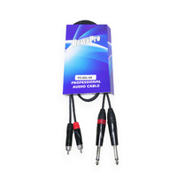 BravoPro PD004-01 1M Dual Cable 2 x 6.35mm TS Mono Jack Plugs to 2 x RCA Male