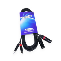 BravoPro PD010-05 5M Dual Cable 2 x 3-pin XLR Male to 2 x RCA Male