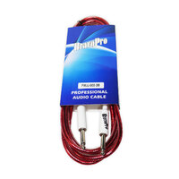 BravoPro PWJJ005-03 3M Instrument Cable 6.35mm TS Mono Jack Plug to 6.35mm TS Mono Jack Plug