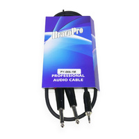 BravoPro PY006-01  1M Y Cable 3.5mm TRS Jack Plug to 2 x 6.35mm Mono [TS] Jack Plugs
