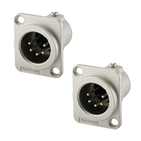 Amphenol AC5MDZ 5-pin Male XLR-D Panel Mount Connectors x2