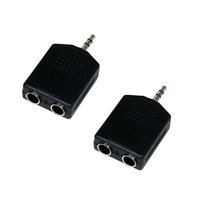 2 x 6.35mm TRS Stereo Jack Sockets to 3.5mm TRS Stereo Jack Plug - Packet of 2