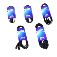 Set of 5 x Balanced Microphone Cables 1M, 2M, 3M, 5M, 10M 3-pin XLR Male to 3-pin XLR Female