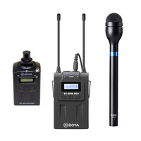 Boya WM8 PRO UHF Wireless Microphone System with WXLR8 Plug-On Transmitter and Reporters Microphone