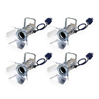 Set of 4 x BravoPro Par-16 Birdie+ LED Par Can with Barndoors and Piggy Back Plug - Silver
