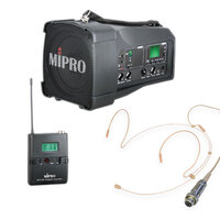 Mipro MA100SB Portable Battery PA with Bluetooth, Beltpack Transmitter & Headworn Mic.