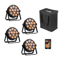 Set of 4 x Event Lighting PAR12X12L LED RGBWAU Par Light with IR Remote & Carry Bag