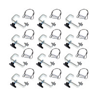 Set of 12 x Kupo 50mm Hook Clamp & BoltSet with Safety Cable - Silver