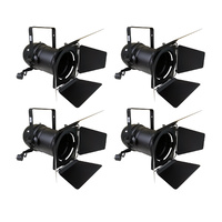 Par 56 Pro Can Black with Lamp, Barndoor Par Safe Colour Frame & Piggy Back Plug x4