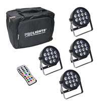 Prolights LumiPack 12, 4 x RGB Tri-color 12 LED Pars with carry bag & Infrared remote control