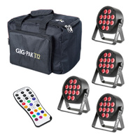 Nitec Tri-12 pack, 4 x RGB Tri-color 12  LED Pars with carry bag & Infrared remote control