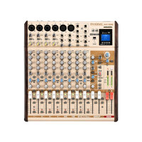 Phonic AM12GE Mixer 4-Mono 4-Stereo Input 2-Group Analog Mixer with Bluetooth, DFX plus Compressors, USB Interface and TF Recorder