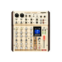 Phonic AM6GE Mixer 2-Mic/Line 2-Stereo Input Compact Mixer with Bluetooth, USB Interface and TF Recorder