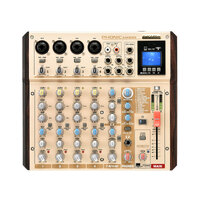 Phonic AM8GE Mixer 4-Mic/Line 4-Stereo Input Compact Mixer with Bluetooth, DFX plus Compressors, USB Interface and TF Recorder