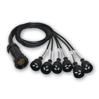 Amphenol Socapex Header 19-pin Break Out Cable with 6 x 240v 3-Pin Sockets