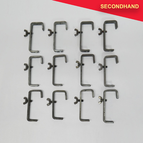 Lot-of-12 Assorted 50mm Hook Clamps with Wing Bolts [A]  (secondhand)