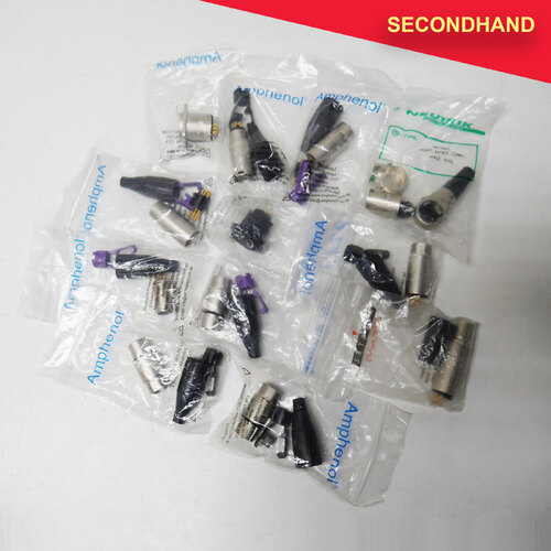 Lot of 12x 7-pin XLR Connectors 6x Male Line 2x Female Panel 4x Female Line (secondhand)