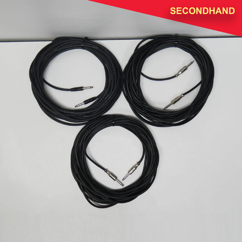 Lot-of-3   6.35mm TS Jack to 6.35mm TS Jack - Approximately 11~15 Metre  Length  (secondhand)