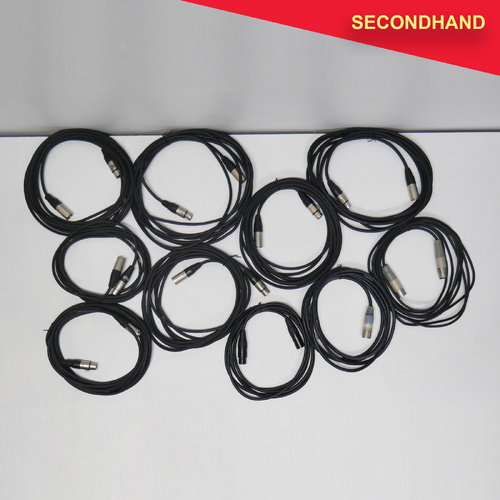 Lot-of-10  3-pin XLR Male-Female Balanced Cables - Approximately 3~6m length [K] (secondhand)