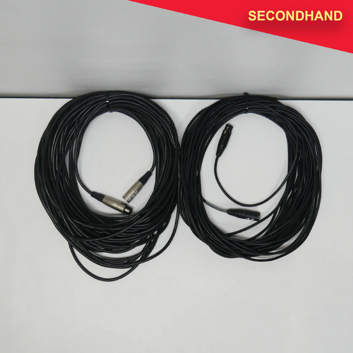 Lot-of-2  3-pin XLR Male-Female Balanced Cables - Approximately 20m+ length [W] (secondhand)