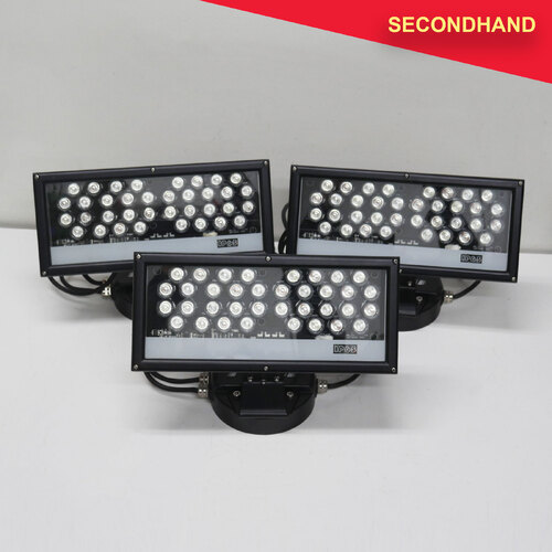 Set-of-3 Deco-Flood RGB LED IP65 Wash Lights DMX512 with Cables & Adaptors (secondhand)