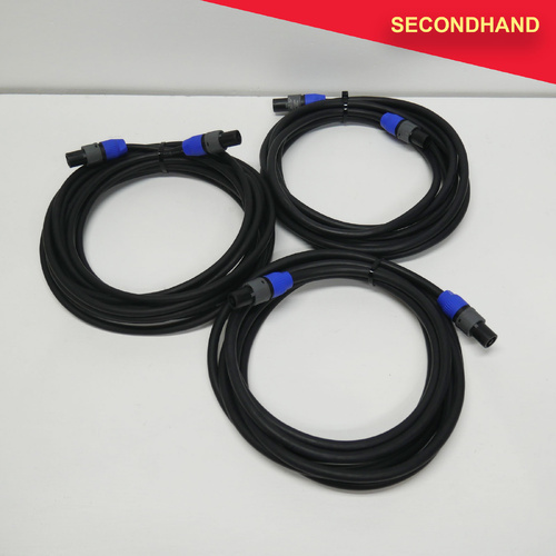 Lot-of-3 Speakon-Speakon 2-Core Speaker Cables - 1x 10M & 2x 5M (secondhand)