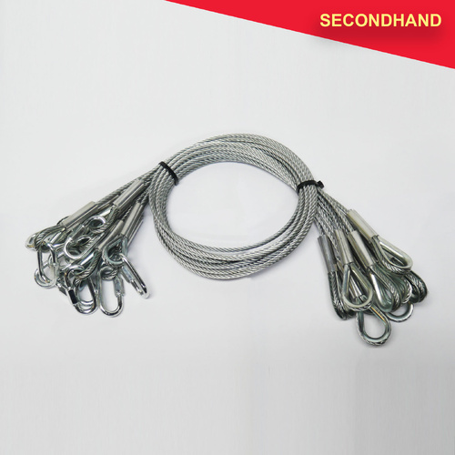 Lot-of-10 - 1m x 5mm Heavy Duty Safety Cables - Silver (secondhand)