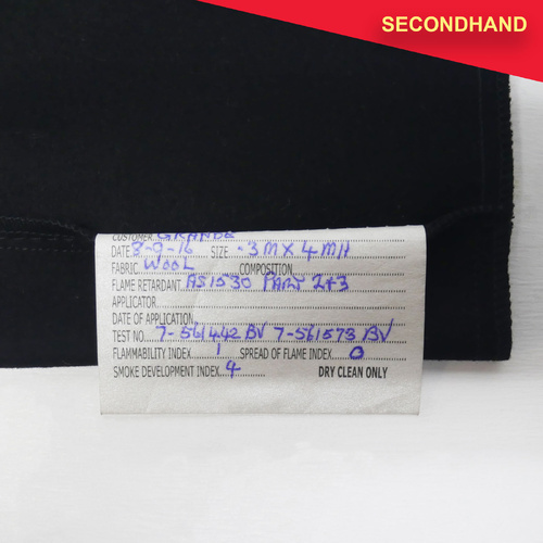 300mm Wide x 4M Drop Black Wool Masking Drape (secondhand)
