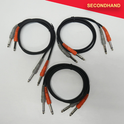 Set-of-3 1M 2x 6.35mm TS Jack to 2x 6.35mm TS Jack  (secondhand)