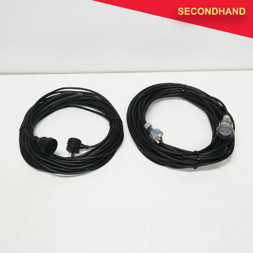Pair-of 20m 240v Extension Cable Black (secondhand)