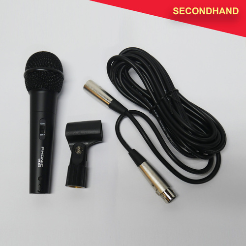 Phonic DM680 Dynamic Microphone with Switch, Mic Clip & 4m XLR-XLR Cable (secondhand)