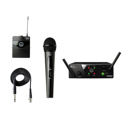 AKG WMS40 Mini Dual Wireless System 1x Handheld Mic & 1x Beltpack Transmitter US25 B/D
